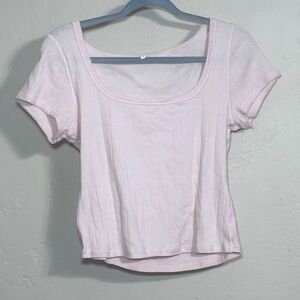 Free People Intimately Light Pink Short Sleeve Top